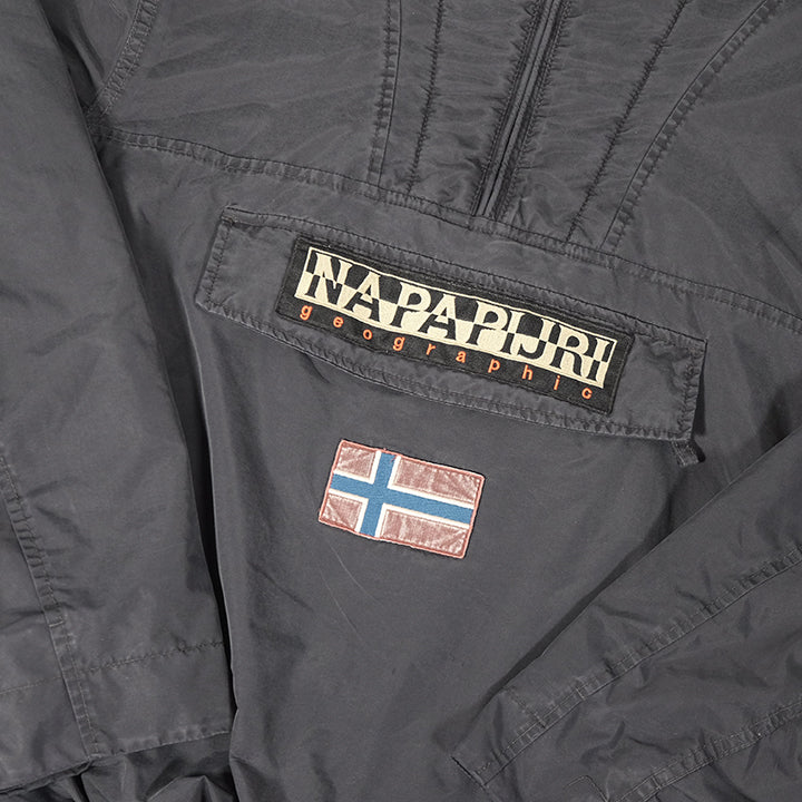 Vintage Napapijri Geographic Big Spell Out Fleece Lined Quilted Jacket ...